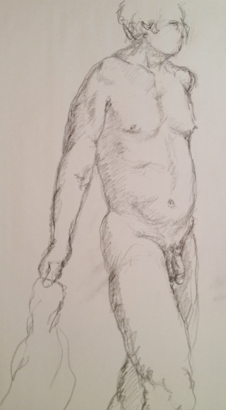 David Derr Life Drawing Sketch, Nude Male 3/9/12