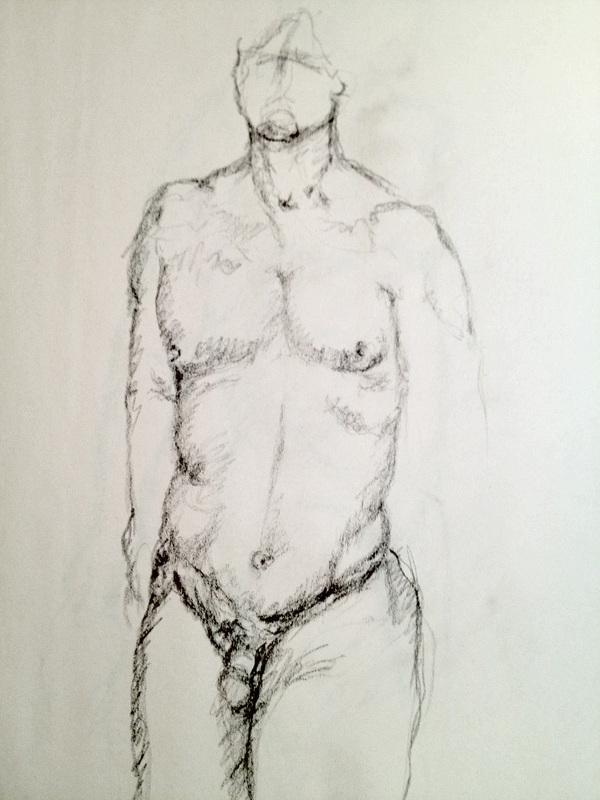 David Derr Life Drawing Sketch, Nude Male 3/9/12